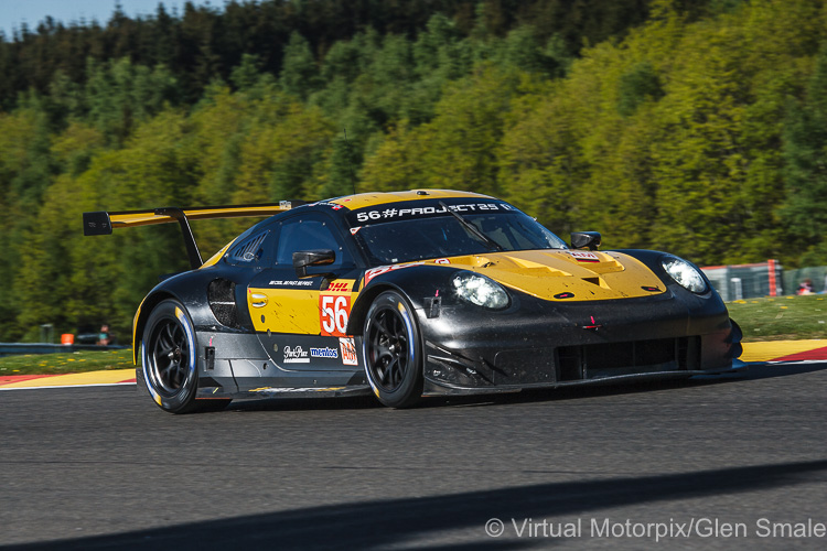 The #56 Team Project 1 Porsche 911 RSR LMGTE Am driven by Jörg Bergmeister, Patrick Lindsey and Egidio Perfetti