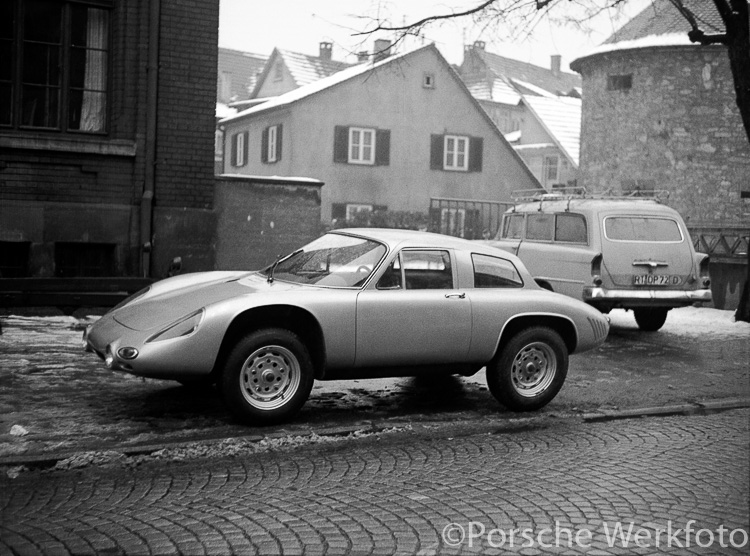 The Porsche 356 B 2000 Carrera GS/GT ‘Dreikantschaber’ being collected from the body manufacturer Wendler in Reutlingen on 19 March 1963