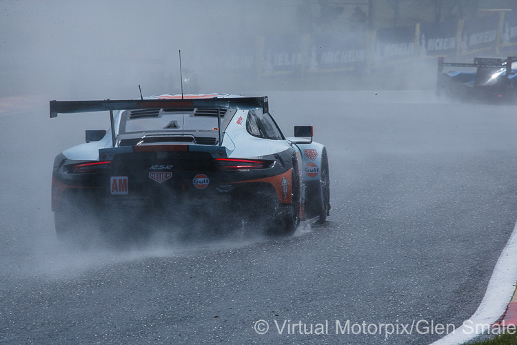 The #86 Gulf Racing Porsche 911 RSR driven by Ben Barker, Michael Wainwright and Thomas Preining The #86 Gulf Racing Porsche 911 RSR driven by Ben Barker, Michael Wainwright and Thomas Preining