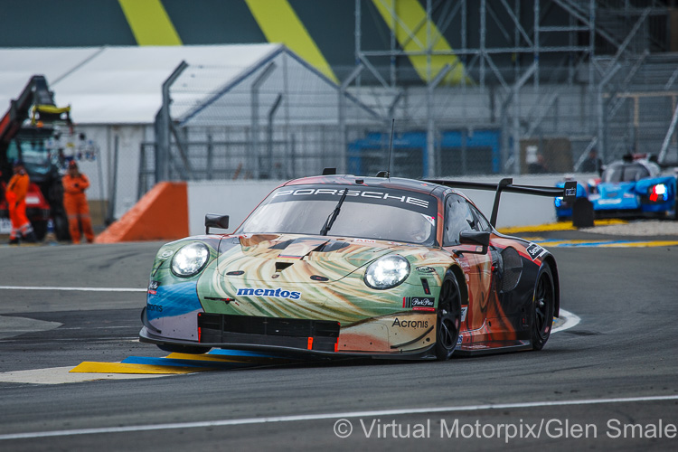 The #56 Team Project 1 Porsche 911 RSR was driven by Jörg Bergmeister, Patrick Lindsey and Egidio Perfetti