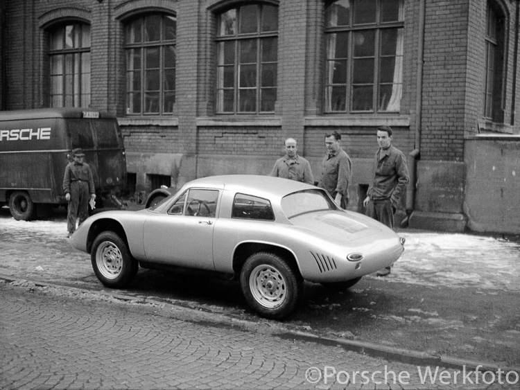 The Porsche 356 B 2000 Carrera GS/GT ‘Dreikantschaber’ being collected from the body manufacturer Wendler in Reutlingen on 19 March 1963