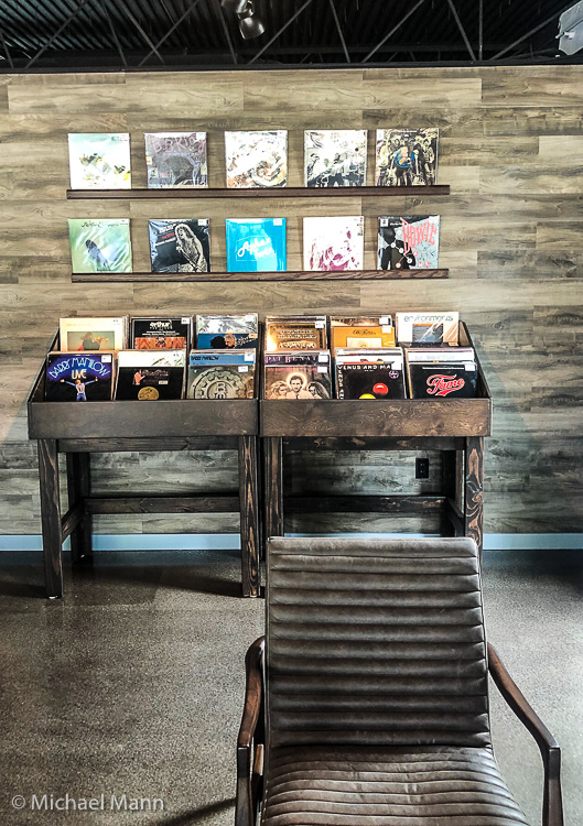 The vinyl station, taken inside the new home of The Roasted Record, in Stuart, Florida