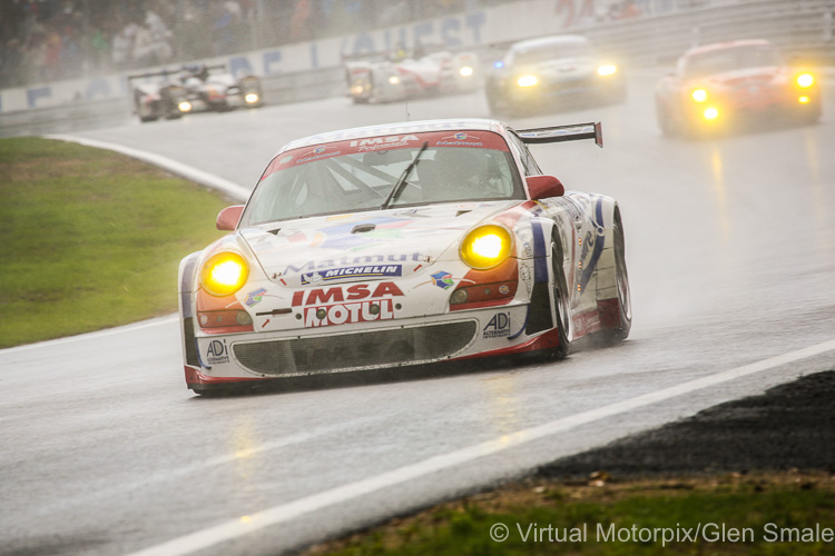 The #76 IMSA Performance Matmut Porsche 911 GT3 RSR driven by Patrick Long, Raymond Narac and Richard Lietz