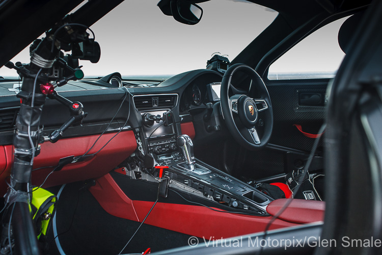 The interior set up of the Porsche 911 Turbo S is almost completely standard