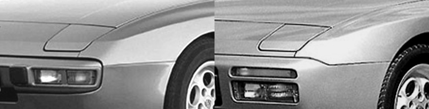 Comparison: front wing shape of the 944 and the 944 Turbo 