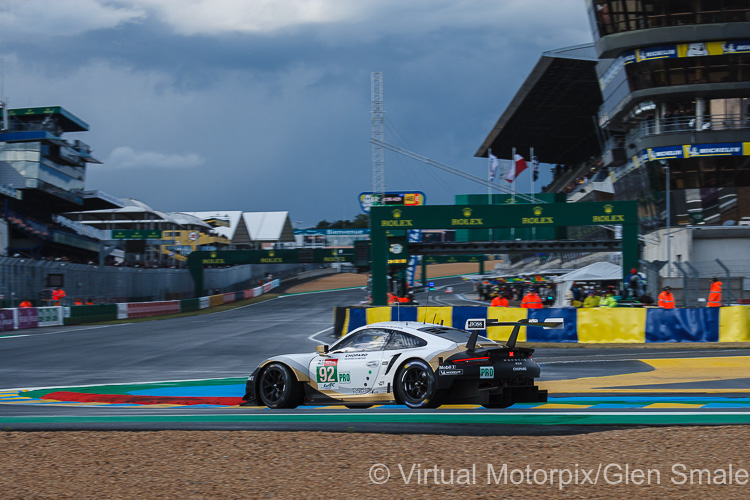 The #92 factory Porsche 911 RSR was driven by Michael Christensen, Kévin Estre and Laurens Vanthoor