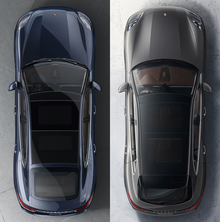 Panamera Sport Turismo 2017 2018 top view, panoramic roof