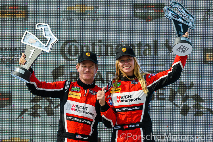 #58 Wright Motorsports Porsche 911 GT3 R GTD class winners - Patrick Long and Christina Nielsen
