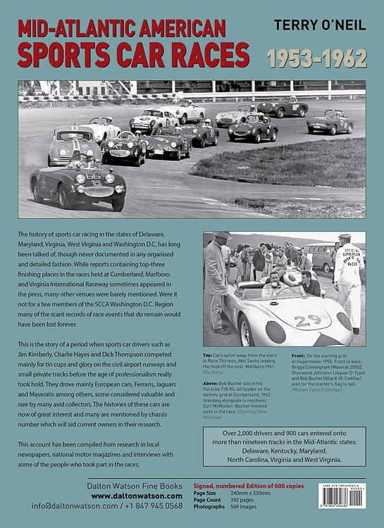 Mid-Atlantic American Sports Car Races 1953-1962: by Terry O’Neil © Dalton Watson Fine Books