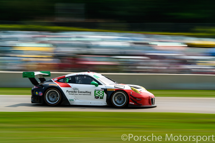 #58 Wright Motorsports Porsche 911 GT3 R driven by Patrick Long and Christina Nielsen