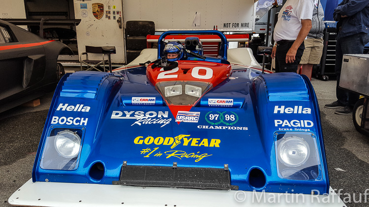 Elliott Forbes Robinson prepares to leave the paddock in the Riley & Scott chassis #002