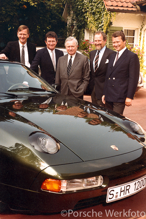 Ferry Porsche stands with his four sons on the occasion of his 75th birthday in 1984
