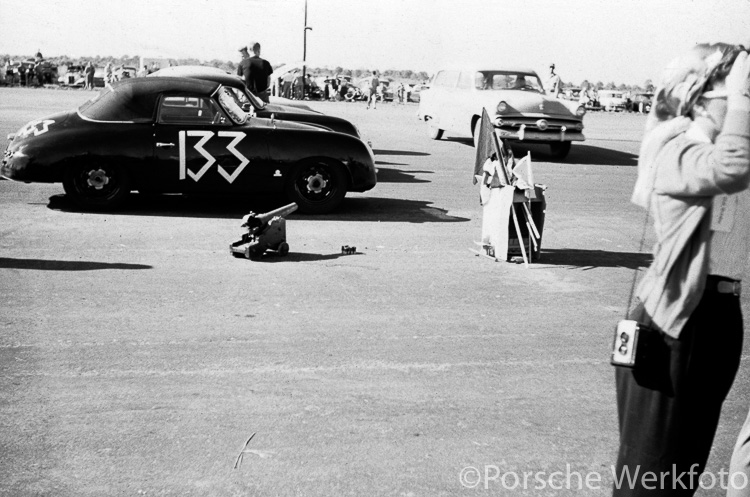 Porsche 356 Cabriolet competing at an aerodrome race in the USA
