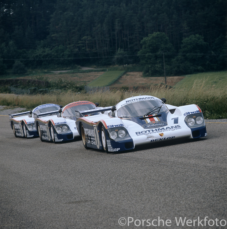 956 LHs line up at Weissach ready for their onslaught at the Le Mans 24-Hour 1982