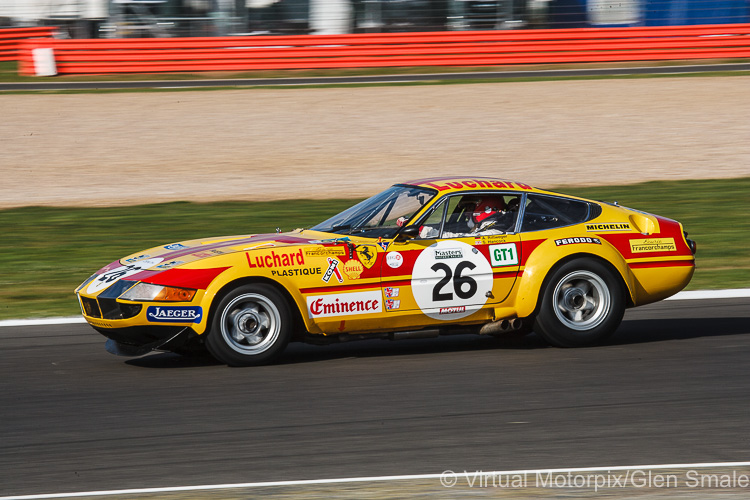 26, Ferrari 365, GTB/4, Daytona, driver: RITTWEGER, Alexander, Yellow, 1972, FIA Masters Histiroc Sports Cars, Silverstone Classic, 29 July 2016