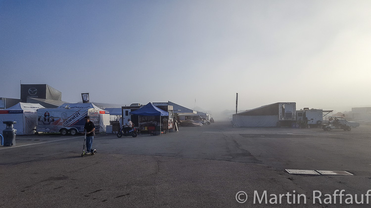 Typical Laguna Seca weather, early morning fog