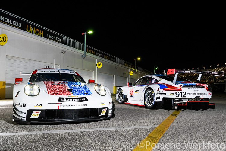 Porsche 911 RSR, Porsche GT Team (911): Patrick Pilet, Nick Tandy, Frederic Makowiecki, Porsche GT Team (912): Earl Bamber, Laurens Vanthoor, Mathieu Jaminet