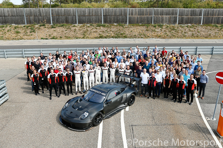 The new Porsche 911 RSR (2019) at the car’s roll-out at Weissach The new Porsche 911 RSR (2019) at the car’s roll-out at Weissach