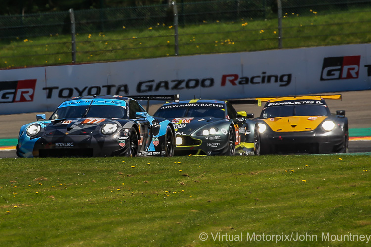 #77 Dempsey Proton Porsche 911 RSR; #98 Aston Martin; #56 Team Project 1 Porsche RSR