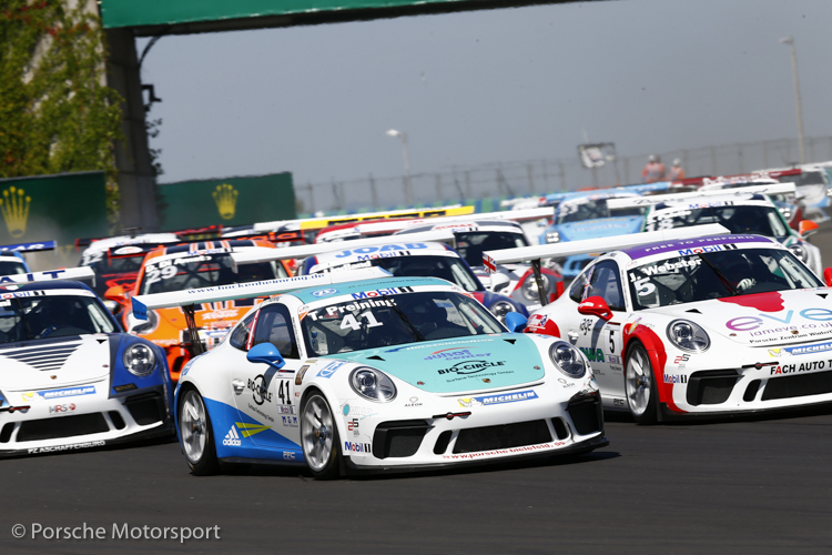 Thomas Preining, Porsche racing driver at the Supercup at the Hungaroring in 2017 Thomas Preining, Porsche racing driver at the Supercup at the Hungaroring in 2017