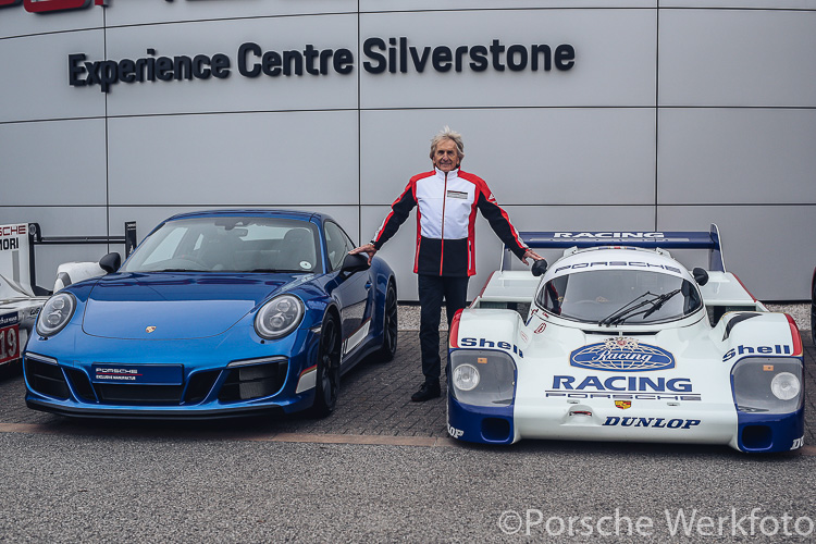 Derek Bell MBE with 911 Carrera 4 GTS British Legends Edition and 1982 Porsche 956