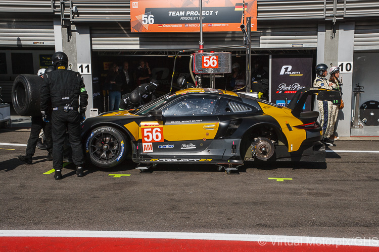 The #56 Team Project 1 Porsche 911 RSR (LMGTE Am) driven by Jörg Bergmeister, Patrick Lindsey and Egidio Perfetti