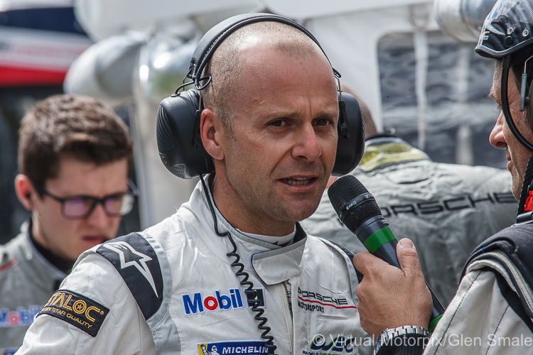 Gianmaria Bruni during an interview in the pit lane on Friday 17 August 2018