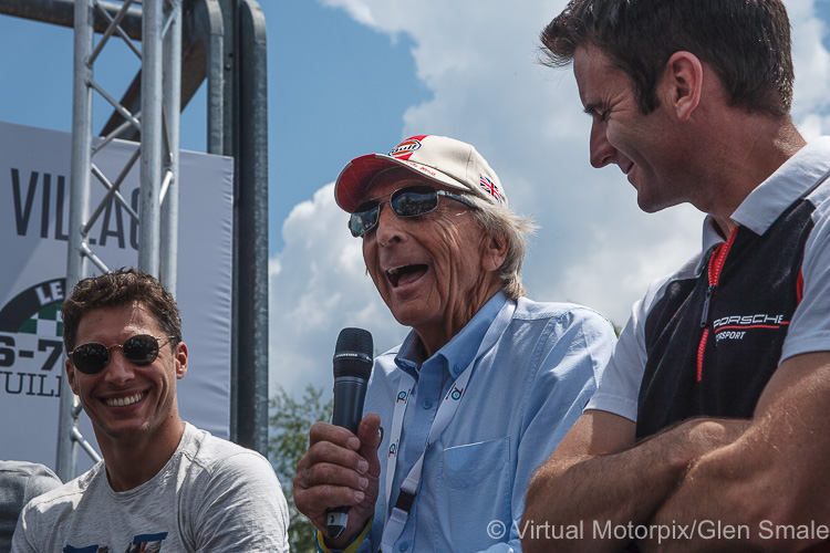 (L-R) Loic Duval, Derek Bell, Romain Dumas