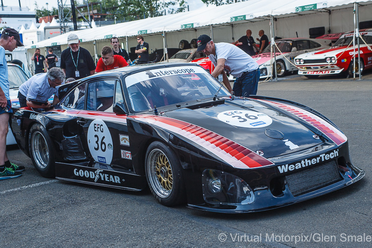 #36 1980 Porsche 935 K3 being worked on – Grid 6 on 05/07/2018 at the Le Mans Classic, 2018