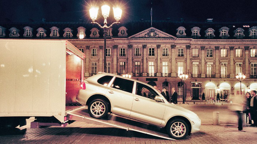 Porsche Cayenne unloaded for the 2002 Paris motor show