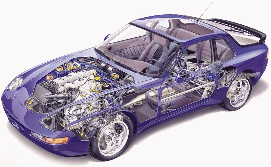 Porsche 968 Mechanical Drawing