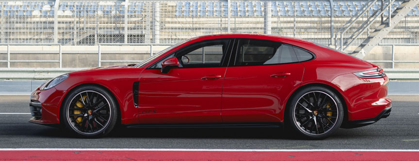 Red 2019 Panamera 971.1 GTS side view