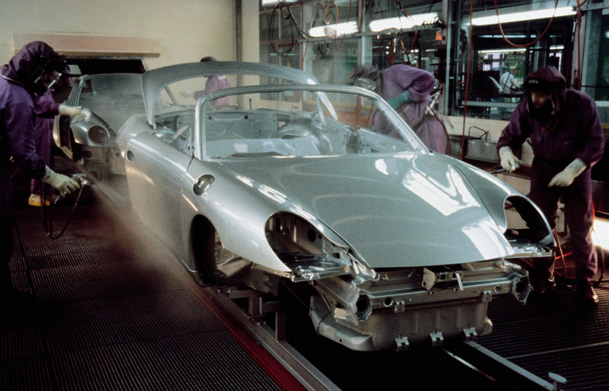 Porsche Boxster 986 in the paint booth