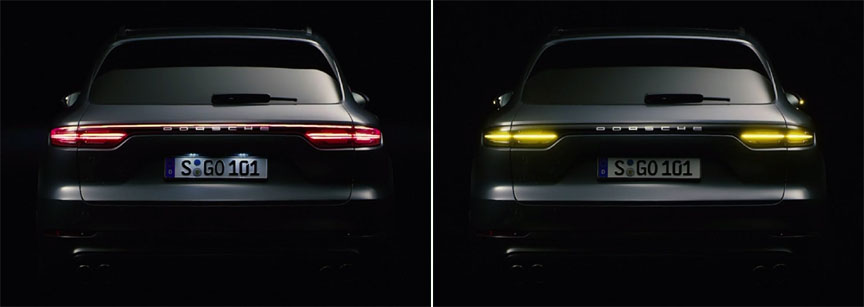 2018 Porsche Cayenne rear lamps in the night