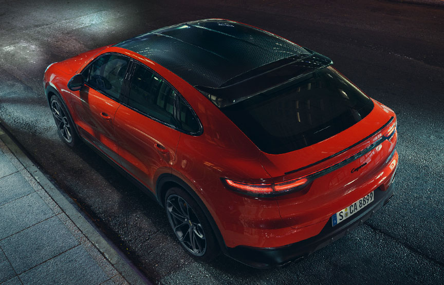 2019/2020 Porsche Cayenne Coupe in Lava Orange in the night