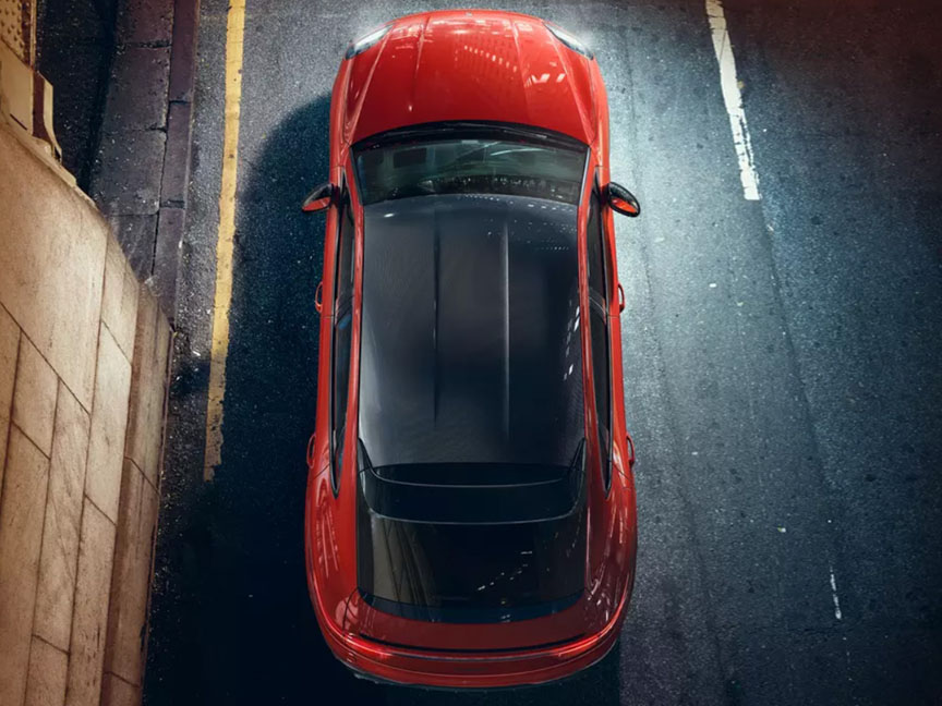 2019/2020 Porsche Cayenne Coupe in Lava Orange and with carbon roof