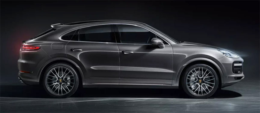 2019/2020 Porsche Cayenne Coupe in dark grey metallic, side view