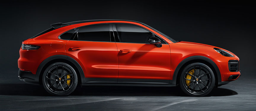 2019/2020 Porsche Cayenne Coupe in Lava Orange, side view