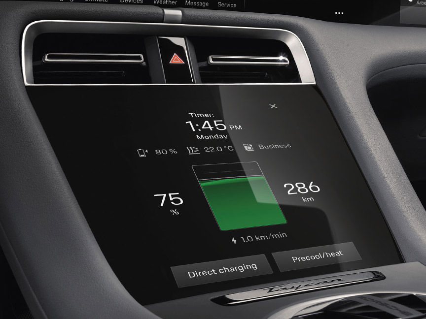 2020 Porsche Taycan centre console touchscreen
