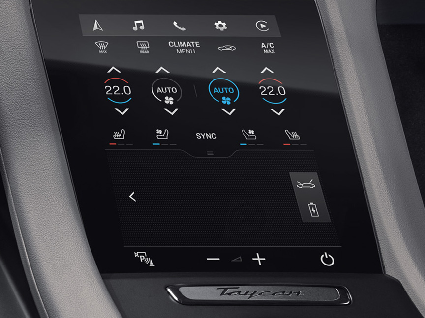 2020 Porsche Taycan climate control touchscreen
