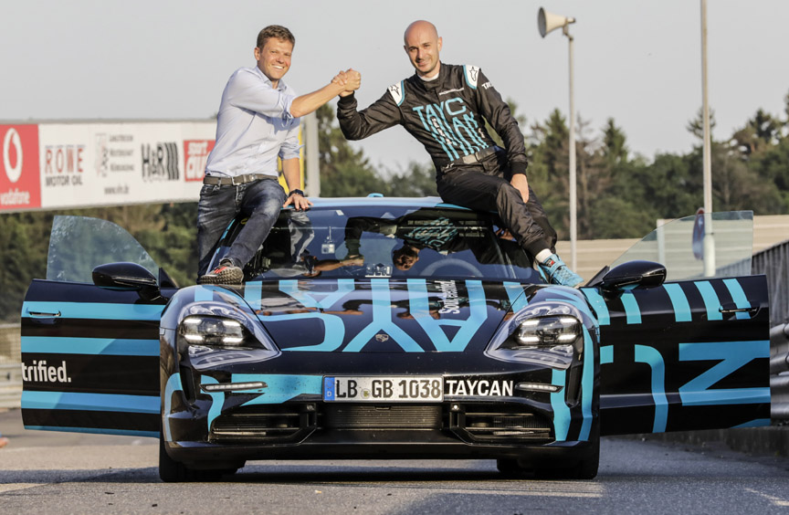 Stefan Weckbach and Lars Kern, Porsche Taycan, Nürburgring Nordschleife, 2019