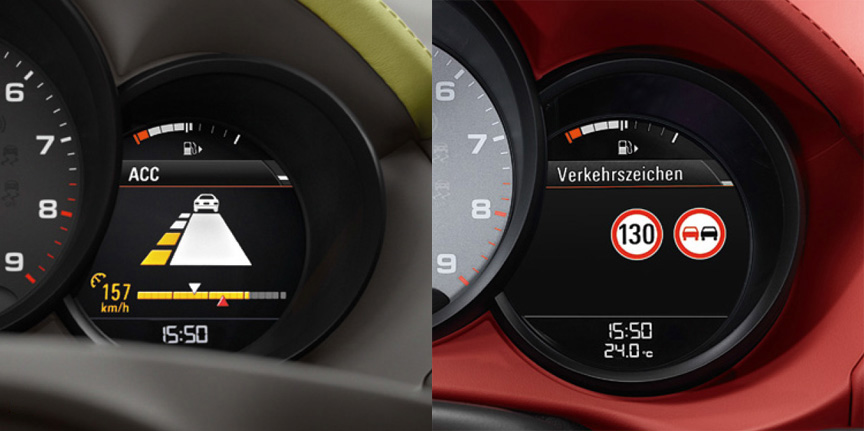 Porsche Boxster 981 Adaptive Cruise Control and camera based traffic sign recognition system