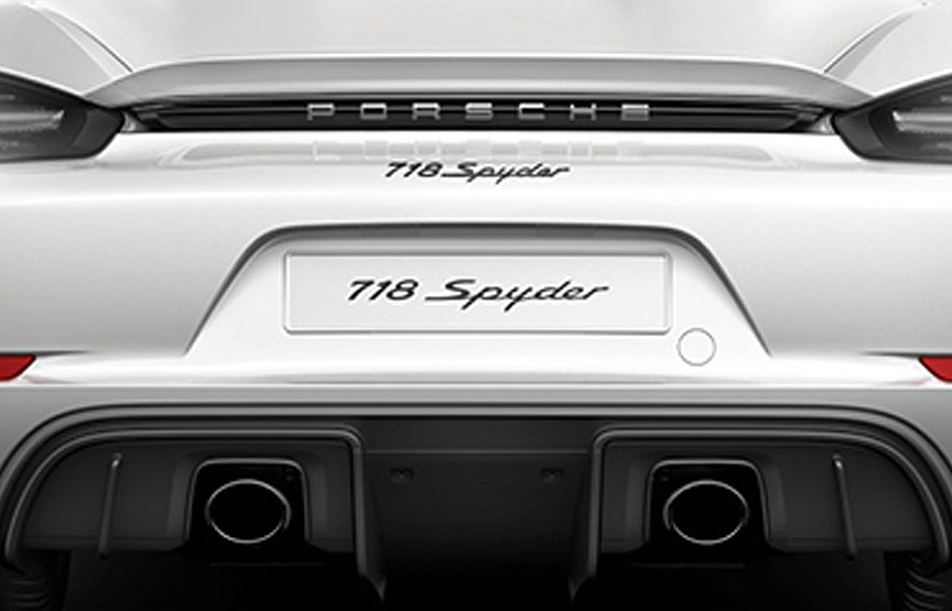 2020 Porsche 718 (982) Spyder, rear spoiler, exhaust pipes