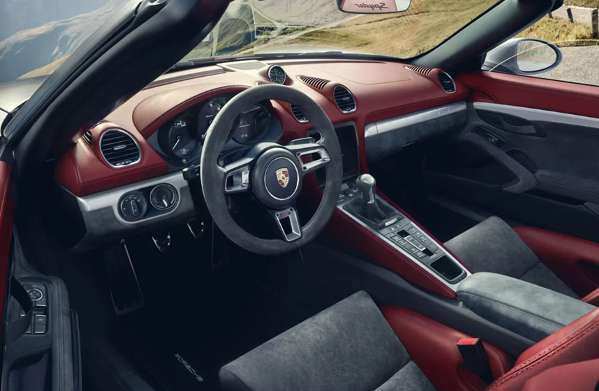 2020 Porsche 718 (982) Spyder with red interior