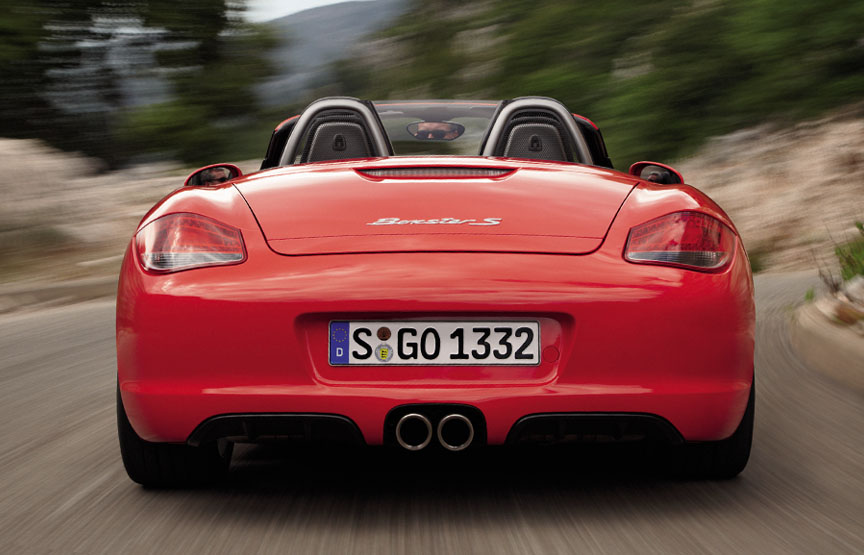 Guards Red Porsche Boxster S (987.2) rear view