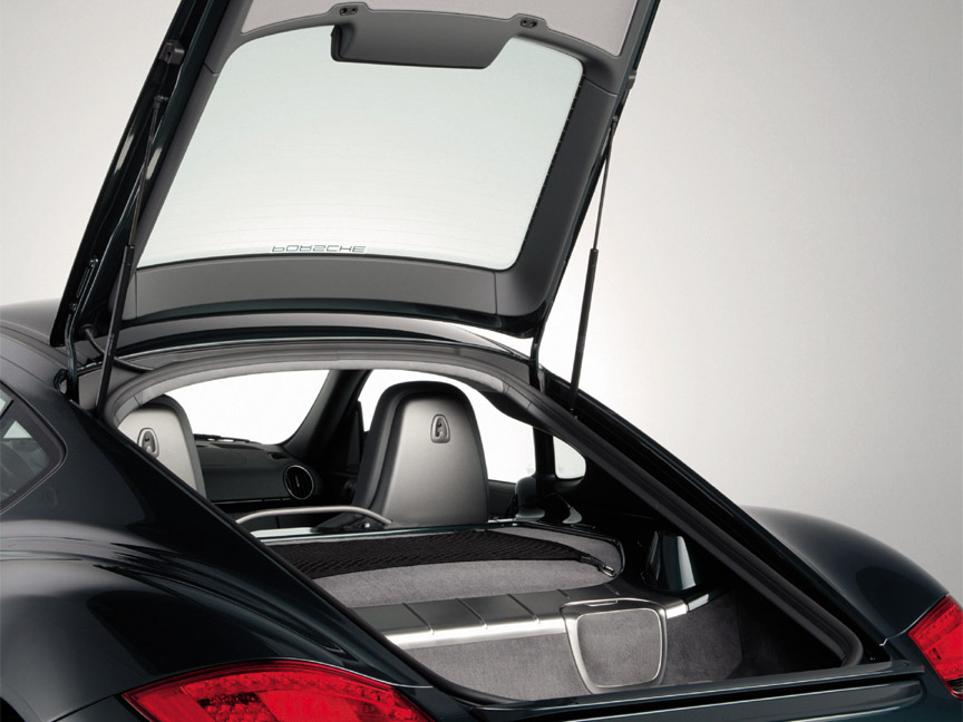 Porsche Cayman 987.2 with rear hatch open