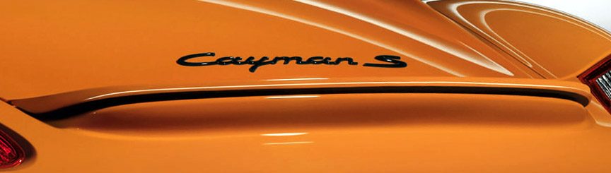 Porsche Cayman S Sport black model designaton