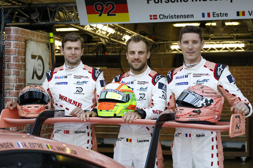 2018 Le Mans 24h GTE Pro winners, Michael Christensen, Laurens Vanthoor, Kevin Estre