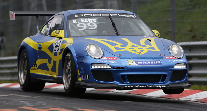 2013 Kevin Estre Porsche 911 997 GT3 Cup 3.8 jumping, Nürburgring