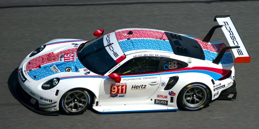 2019 Daytona, Porsche 911 991.2 RSR in Brumos Racing livery, top view